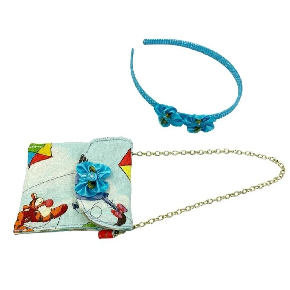 Girls Accessories Blue Purse Bag & Headband Set With Bow Winnie The Pooh